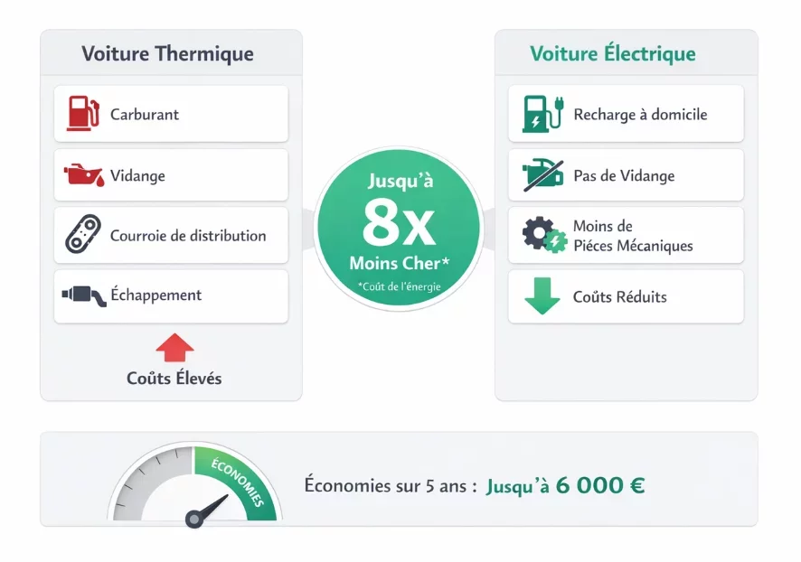comparatif coût usage voiture électrique vs thermique énergie entretien